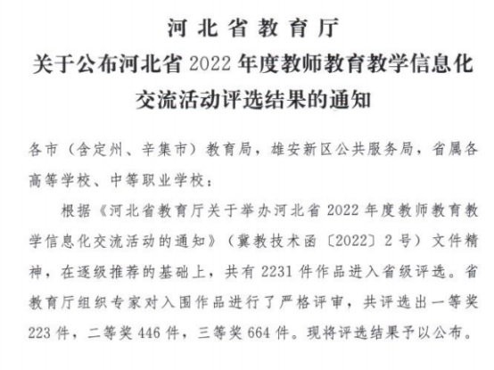 【喜讯】迁安市职教中心教师在河北省2022年度教师教育教学信息化交流活动中喜获佳绩